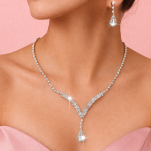Diamond Water Drop Necklace & Earrings