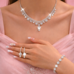 Branded Bridal Jewelry Set with Necklace Earrings Bracelet