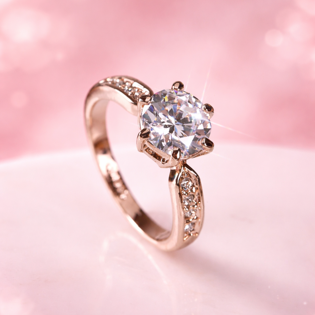 Artificial Silver Korean Wedding Ring with Zircon Simulation Diamond