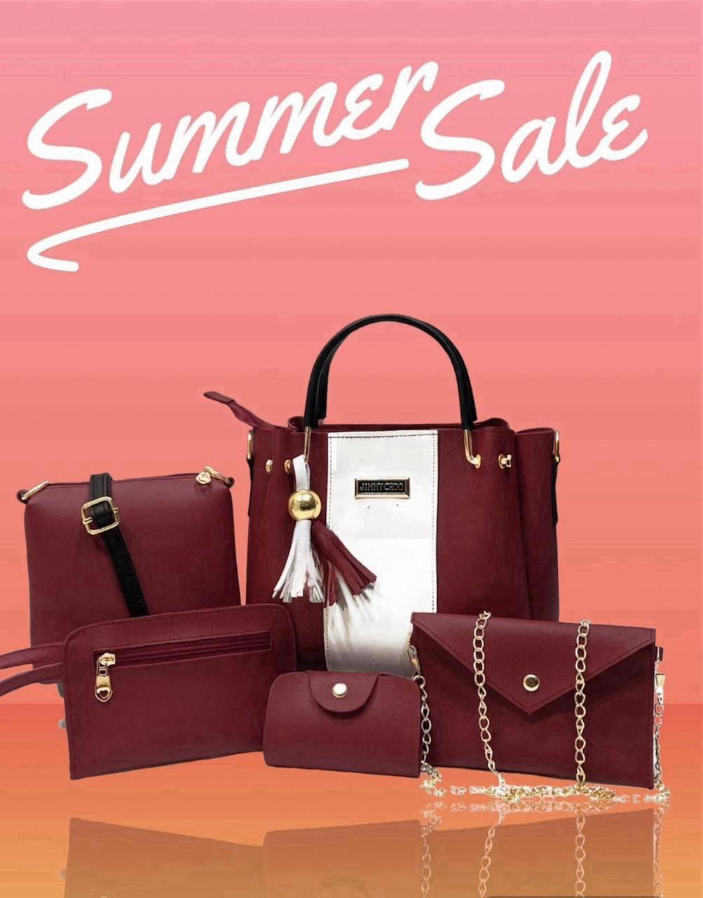 Elegant Women's 5-Piece Leather Handbag Set
