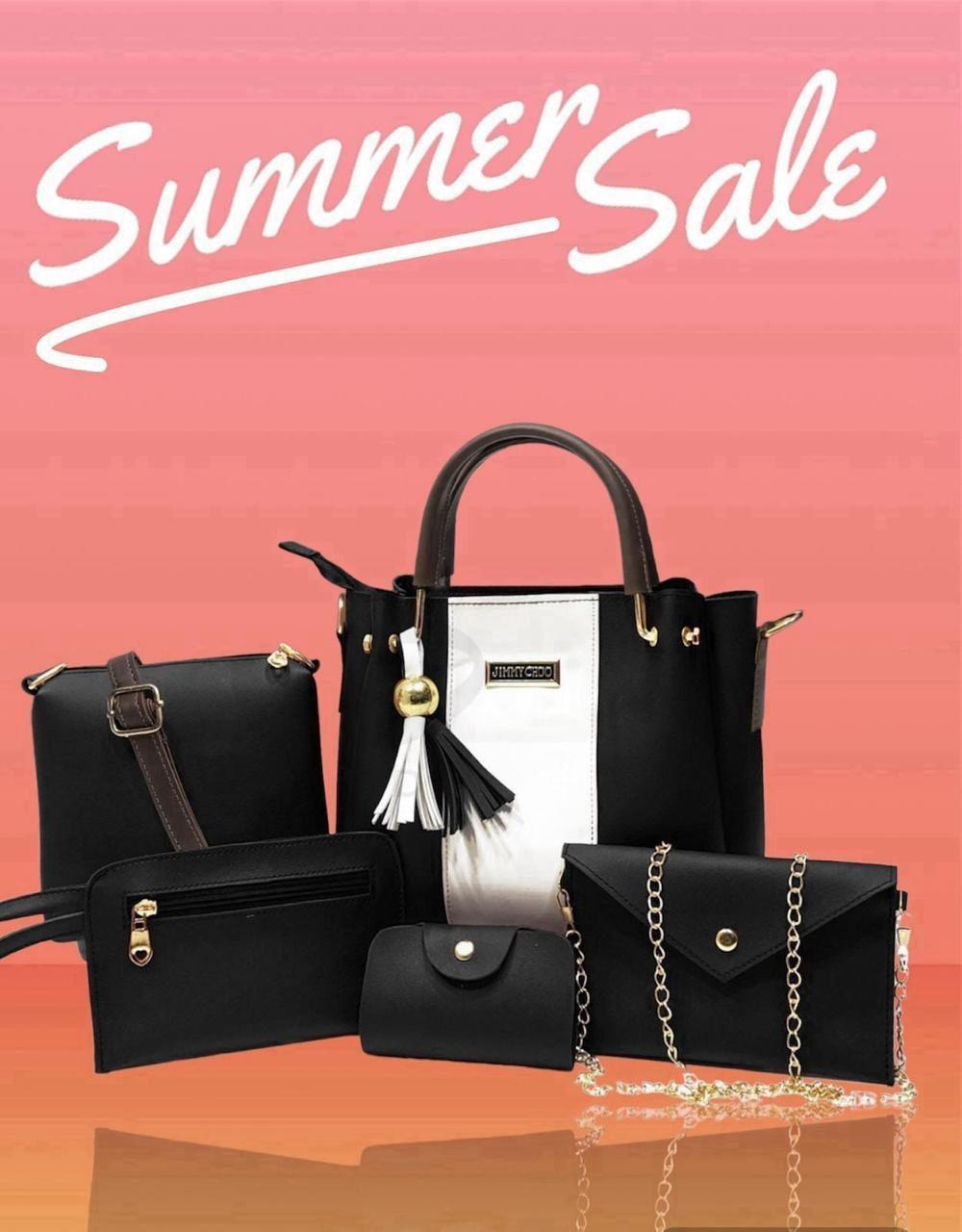 Elegant Women's 5-Piece Leather Handbag Set