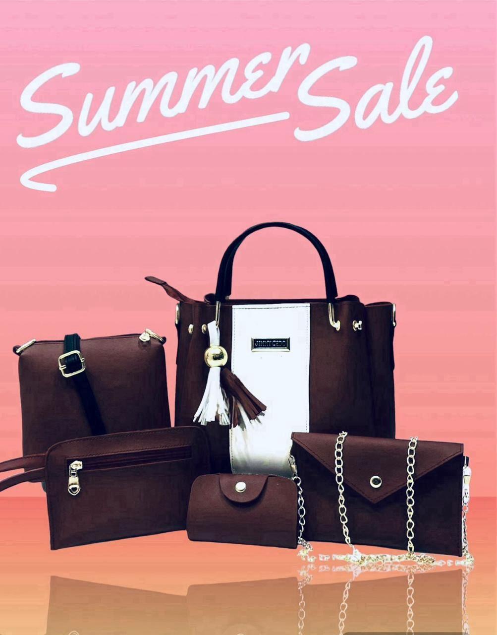 Elegant Women's 5-Piece Leather Handbag Set