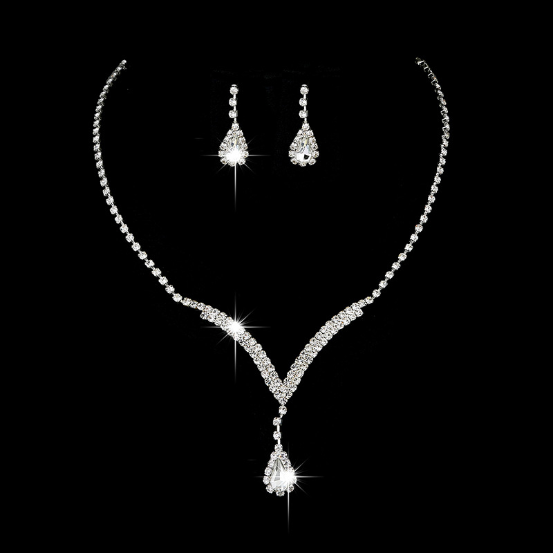 Diamond Water Drop Necklace & Earrings
